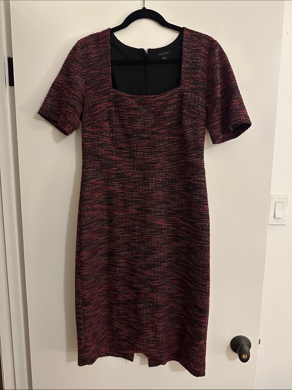 Ann Taylor Classic Square-Neck Sheath Dress in Bordeaux Mix